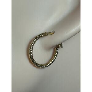 14k solid yellow gold diamond cut sparkly dainty hoop earrings fine jewelry